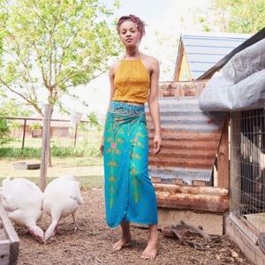 Earthbound Petunia Turquoise Peacock Wrap Skirt